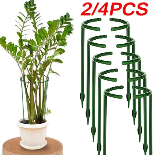 Miniatura 2 de HUFFA 2/4 unids plástico planta soporte pila marco invernadero arreglo semicírculo fijo varilla interior flor planta vid escalada soporte 4 piezas-L