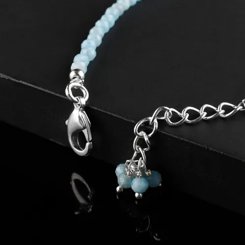 Miniatura 45 de Natural Gemstone Micro Round Beads Dainty Choker Bangle Bracelet, Handmade Jewelry for Women, Healing Chakra Crystals Silver Plated Chain 8 inch