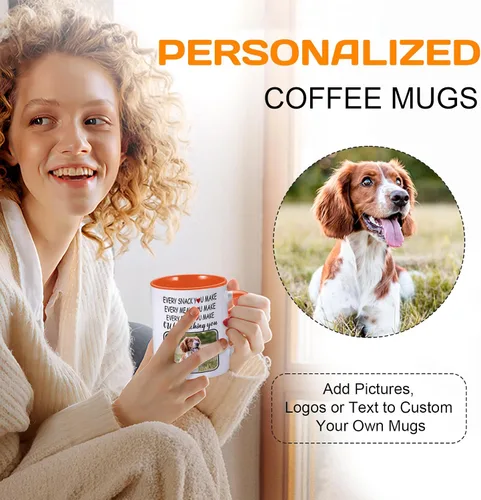 Miniatura 2 de Taza de café personalizada con nombre de foto de mascota, 11 onzas, regalos personalizados de cumpleaños de Navidad para amantes de los perros, taza
