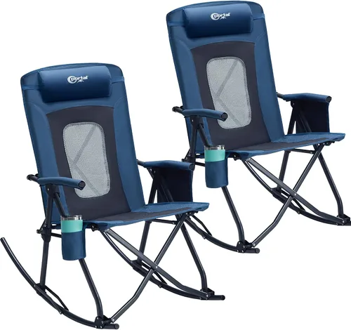 Miniatura 9 de PORTAL Silla mecedora plegable de gran tamaño para acampar, portátil, para exteriores, con respaldo alto, reposabrazos duros, bolsa de transporte
