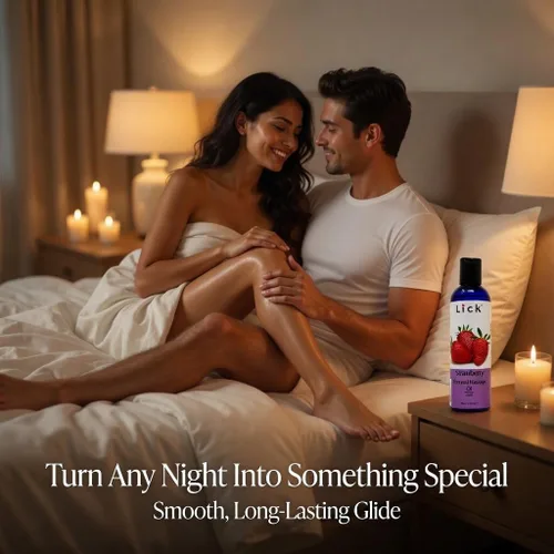 Miniatura 5 de Lick Aceite de masaje con sabor a fresa con vitamina E natural, aceite corporal comestible cálido para masaje de parejas, suave de larga duración
