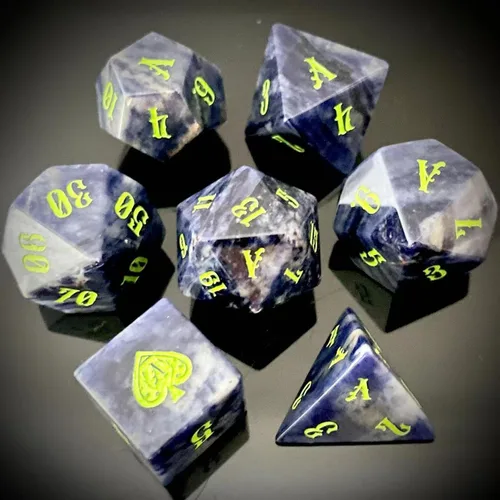 Miniatura 7 de Truewon Juego de dados de piedra de 7 dados hechos a mano para RPG DND hechos con piedras preciosas naturales.