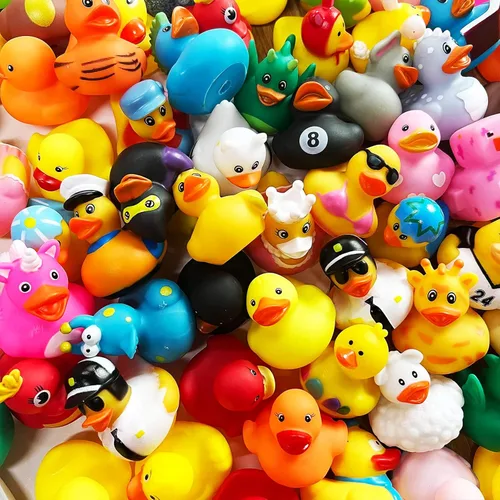 Patos de goma surtidos para niños y niños pequeños, bonitos juguetes de bañera de pato para piscina en múltiples personajes, divertido carnaval,