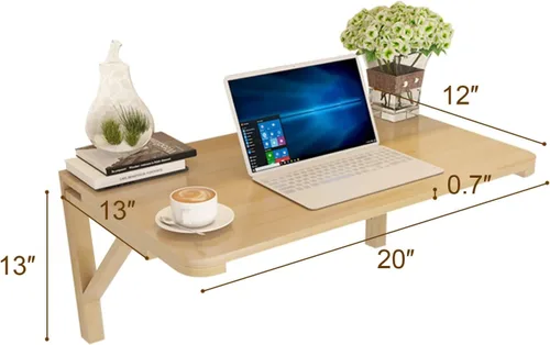 Miniatura 2 de Mesa plegable resistente para espacios pequeños, mesa plegable de madera maciza para lavandería, para montar en la pared, puede soportar 110 libras