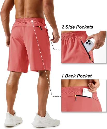 Miniatura 81 de TACVASEN Pantalones cortos deportivos para correr para hombre, 9 pulgadas, de secado rápido, pantalones cortos ligeros de verano, 3 bolsillos