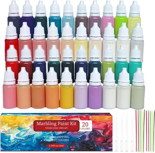 Miniatura 6 de JAJADO Kit de 27 piezas de pintura de mármol de agua, tinta de mármol de pintura de agua y patrón de mármol turco, pintura flotante de vertido