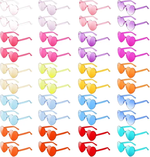 40 pares de lentes de sol con forma de corazón, transparentes sin marco, color caramelo, recuerdo de fiesta para mujeres y hombres, decoración