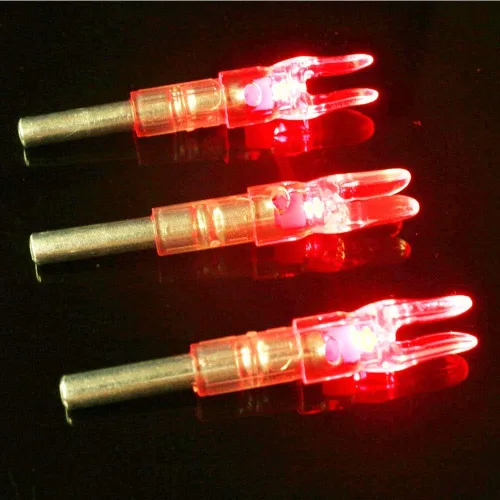 Miniatura 2 de 6PCS-Nuevas cerraduras iluminadas para flechas con 0.244"/6.2mm de diámetro interior Led Nocks con botón de interruptor para tiro con arco caza Rojo