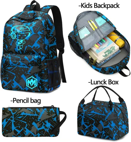 Miniatura 6 de Mochila escolar para estudiantes, mochila de viaje para adolescentes, Azul (Blue-3pcs)), 4347026043
