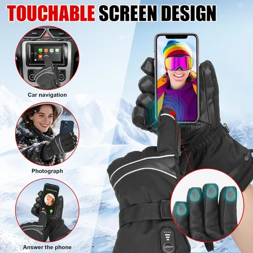 Miniatura 6 de Guantes térmicos recargables para hombres y mujeres, guantes térmicos eléctricos de 7.4 V, guantes de esquí impermeables y resistentes al viento
