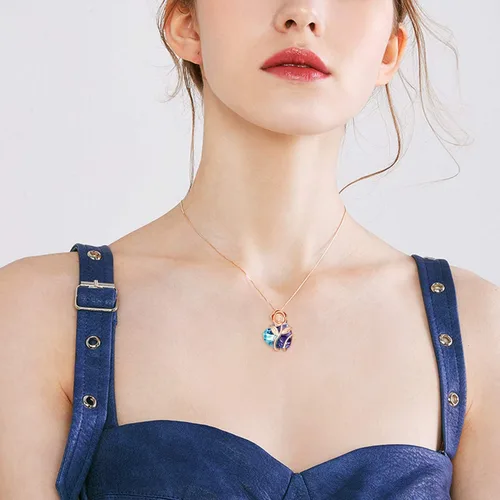 Miniatura 4 de AOBOCO Collar de plata de ley con forma de corazón y flor de rosa adornado con cristales de Austria, regalo de joyería de rosas de cumpleaños