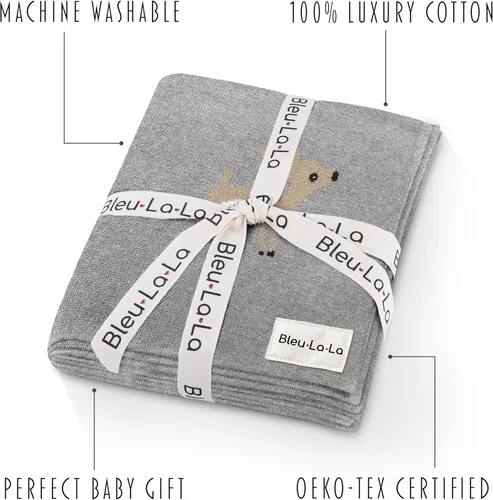 Miniatura 2 de Manta de punto para bebé, 100% algodón, suave, acogedora, para envolver cuna, manta de regalo para recién nacidos, bebés, niños pequeños, unisex 12