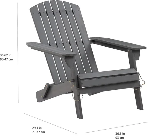 Miniatura 2 de Amazon Aware Silla Adirondack plegable para exteriores con certificación FSC, madera de acacia, gris oscuro
