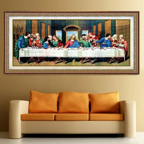 Miniatura 3 de pigpigboss The Last Supper - Kit de arte de pintura de diamantes de imitación 5D DIY religión por números para adultos, principiantes, decoración