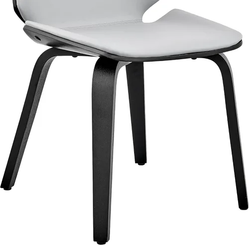 Miniatura 10 de Armen Living Brinley Mid Century - Silla auxiliar moderna de piel sintética gris y madera negra para comedor, mesa de cocina, escritorio, tocador