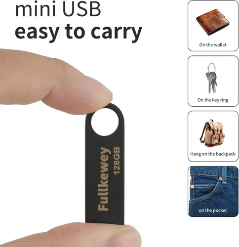 Miniatura 5 de Unidad flash 16G/32G/64G/128G, elegante metal USB 2.0, unidad compacta impermeable de metal, unidad de pulgar, memoria de alta velocidad
