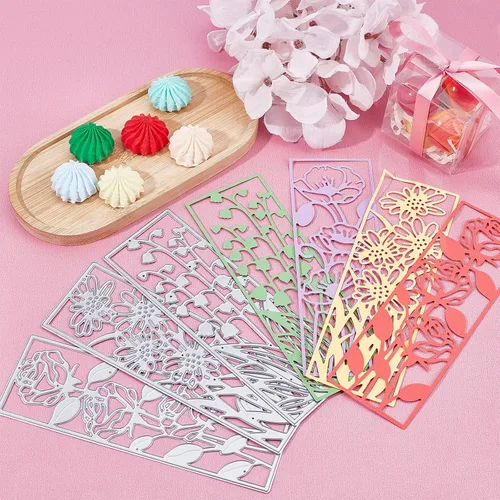 Miniatura 6 de ORIGACH 4 troqueles de corte de marco de flores de metal para hacer tarjetas, plantillas en relieve para álbumes de recortes, decoración de tarjetas