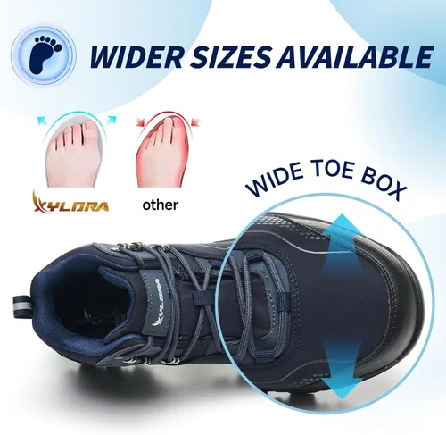 Miniatura 6 de Botas impermeables con punta de acero para hombres, de ancho amplio, antideslizantes, para trabajo, ligeras, zapatos de seguridad, antideslizantes
