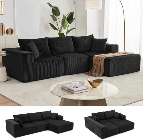 Miniatura 35 de Sofá modular de 108 pulgadas, sofá modular de nube con asiento profundo, moderno sofá modular en forma de L con diván, sofás tapizados sin hueso
