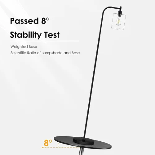 Miniatura 6 de BoostArea Lámpara de pie con pantalla de vidrio, lámpara de pie industrial moderna con interruptor de pie, brillante lámpara LED de 6 W para sala