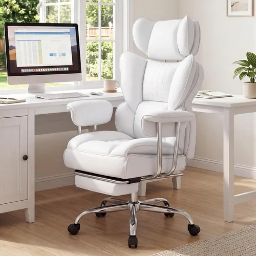Miniatura 2 de DUMOS Silla de oficina grande y alta, 350 libras, silla de escritorio ejecutiva de piel sintética resistente a los arañazos con reposapiés, silla