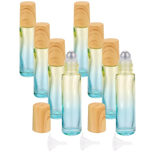 Miniatura 10 de 8 botellas de vidrio de 0.3 fl oz (1/3 oz), color azul y morado, botellas enrollables, envase para aceites esenciales, perfumes, bálsamos labiales