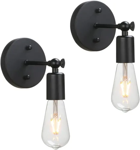 Miniatura 9 de PERMO Juego de 2 lámparas minimalistas de pared de un solo enchufe con interruptor de encendido/apagado (negro)