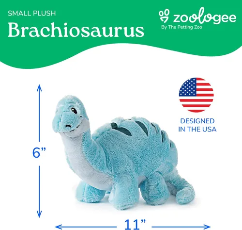 Miniatura 6 de The Petting Zoo ZOOLOGEE - Peluche de animal de peluche de Brachiosaurus, dinosaurio azul, 11 pulgadas