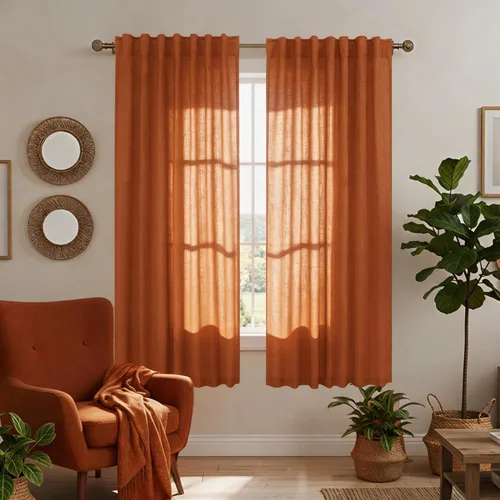 Miniatura 92 de Cortinas de lino azul claro de 90 pulgadas de largo para sala de estar, dormitorio de niñas, guardería, decoración acogedora de verano, bolsillo