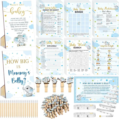 Miniatura 21 de Funnymoom 426 Piezas Juego de Juegos para Baby Shower de Papel Kraft - 8 Juegos, Incluye Bingo de Baby Shower, El Precio Correcto, Adivina Quién