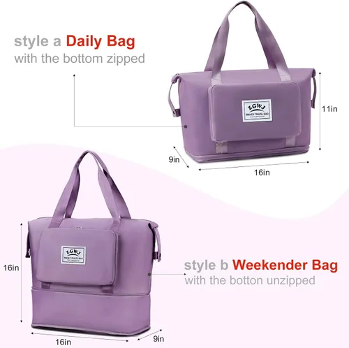 Miniatura 3 de ZGWJ Bolsas de viaje expandibles, bolsa de fin de semana para mujer, plegable, para llevar