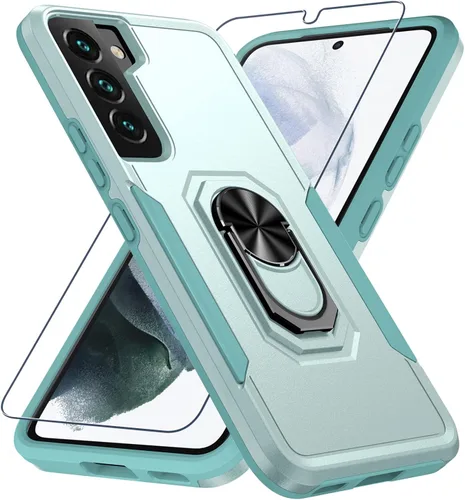 Funda compatible con Samsung Galaxy S22 con protector de pantalla [no para S22+], resistente a prueba de golpes, funda de teléfono de cuerpo Verde