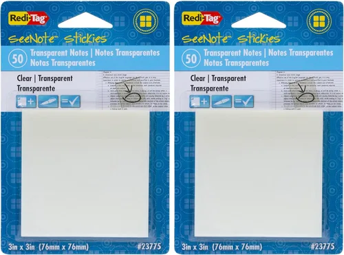 Miniatura 2 de Redi-Tag - Notas adhesivas transparentes SeeNote Stickies, paquete de 50, 3 x 3 pulgadas, transparente (23775)