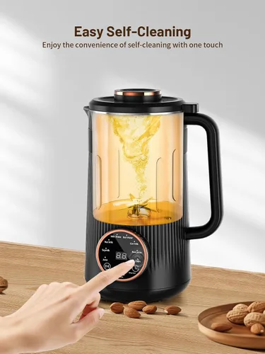 Miniatura 5 de Máquina para hacer leche de frutos secos, 35 oz casera de soja, almendra, avena, coco, bebidas a base de plantas y sin lácteos, máquina automática