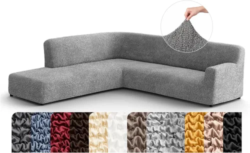 Miniatura 42 de PAULATO BY GA.I.CO. Funda de sofá modular, funda para sofá chaise longue en forma de L, fundas lavables para sofá esquinero, funda elástica de Gris