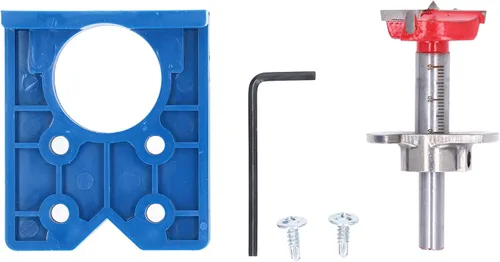 Miniatura 9 de Taladro de plantilla de bisagra, juego de herramientas de perforación ocultas de 1.378 in, muebles de madera para puerta, ventana, carpintería