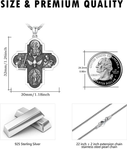 Miniatura 207 de Collar de plata de ley 925 con medalla de San Patrón, colgante de protección católica, amuleto, joyería religiosa para hombres y mujeres