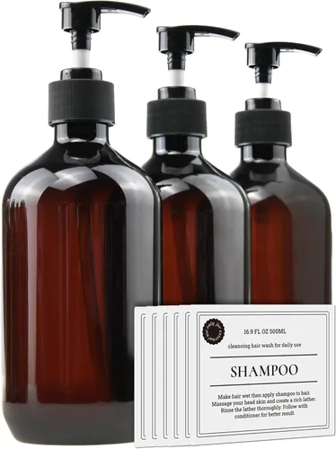 Botellas de plástico vacías con dispensador de bomba y etiquetas incluidas, recipientes de viaje recargables para desinfectante de manos, loción de