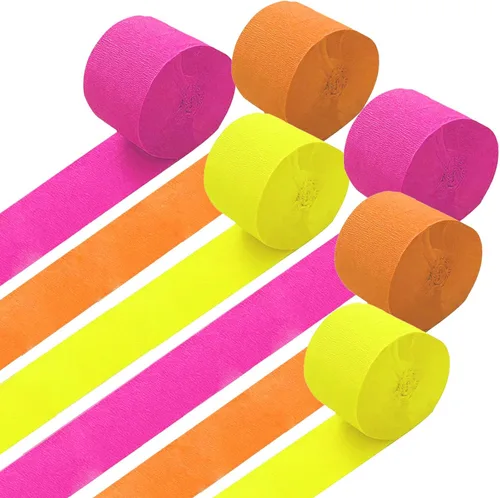 Miniatura 8 de GAKA Serpentinas de papel crepé azul marino amarillo de 1.8 pulgadas de ancho, 82 pies por rollo, 6 rollos de 2 colores para varios cumpleaños