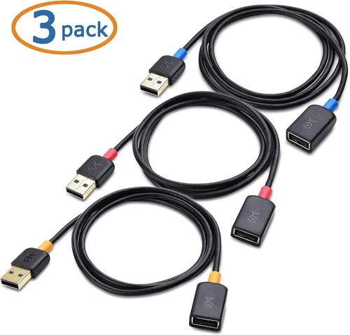 Miniatura 3 de Cable Matters Paquete de 3 cables de extensión cortos USB a USB (cable extensor USB macho a hembra) – 3 pies y Ultra Mini 4 puertos USB Hub