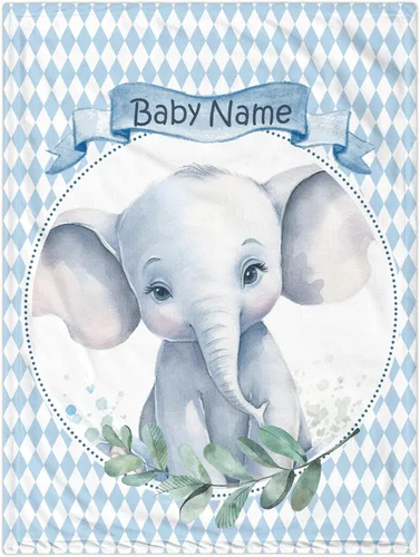 Miniatura 12 de Manta de bebé personalizada de elefante, manta de bebé floral con nombre para niñas, mantas de recepción de felpa suave para bebés recién nacidos