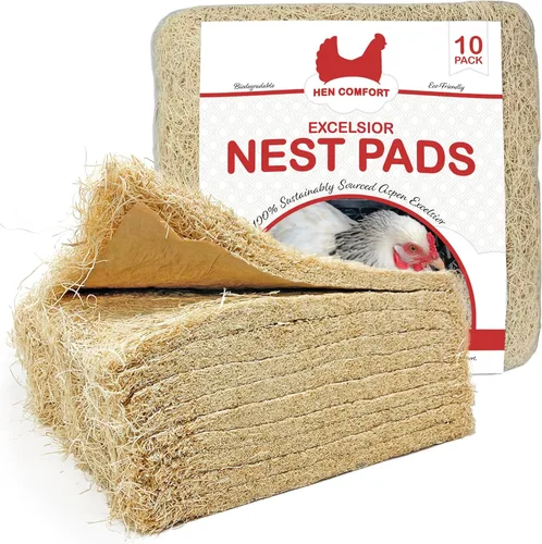 Almohadillas nido para cajas nido de pollo, 13 x 13 almohadillas fabricadas en Estados Unidos a partir de Aspen Excelsior de origen sostenible