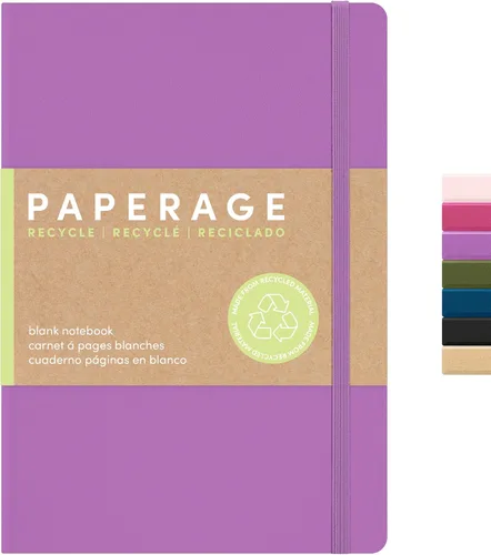 Miniatura 18 de PAPERAGE - Libreta de rayas con líneas recicladas, (color negro), 160 páginas, tamaño mediano de 5.6 x 8 pulgadas - papel grueso de 100 g/m²