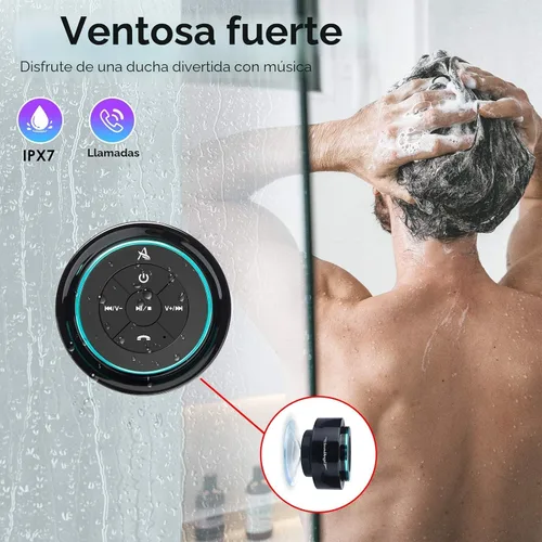 Miniatura 2 de XLEADER, Altavoz de ducha profesional actualizado, altavoz Bluetooth impermeable IPX7 certificado, con ventosa, cordón de silicona, sonido