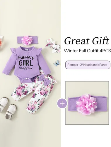 Miniatura 58 de SUNNY PIGGY Ropa para bebé recién nacida, con volantes, mameluco de algodón floral, conjunto de pantalones de algodón para niñas