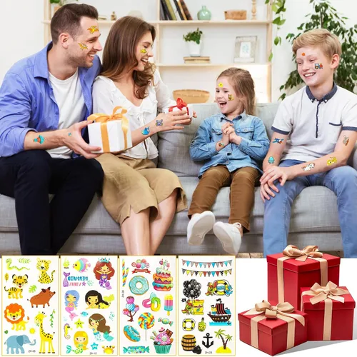 Miniatura 7 de Habett Tatuajes temporales para niños, más de 300 estilos mixtos de tatuajes temporales, juego de calcomanías para niñas y niños, dinosaurio
