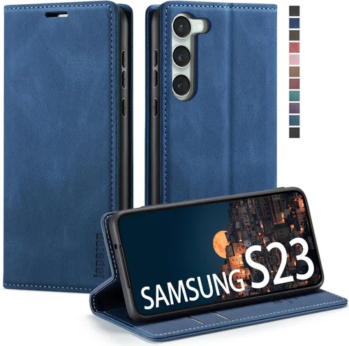 Miniatura 23 de Funda para Samsung Galaxy S23 5G, funda tipo cartera para Samsung Galaxy S23 5G con bloqueo RFID, tarjetero y función atril magnético, funda