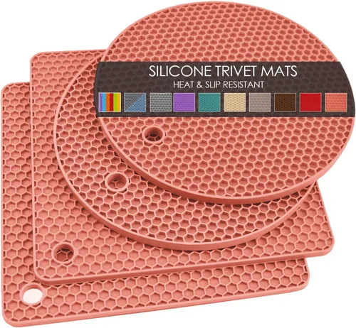 Miniatura 39 de Salvamanteles de silicona para platos calientes, soportes multiusos para ollas, 4 unidades, 2 tamaños de 7 pulgadas y 9 pulgadas, resistentes al 03