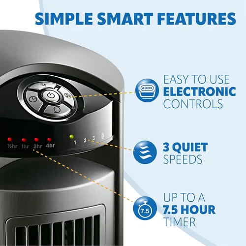 Miniatura 7 de Lasko Ventilador de torre oscilante de alta velocidad con pivote de 42