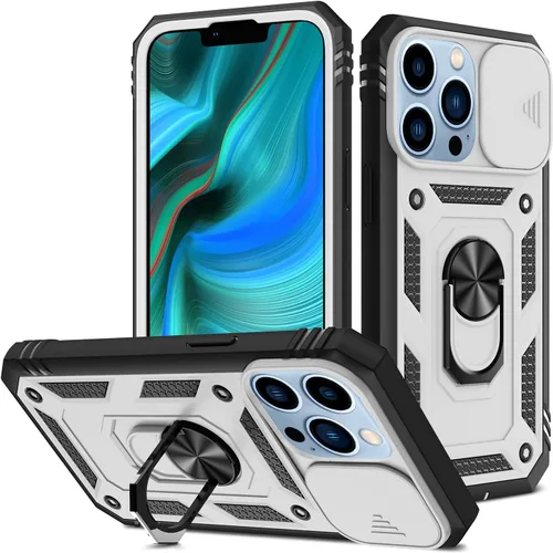 Miniatura 13 de Korecase Funda de protección para iPhone 12 Pro Max Kickstand con cubierta para lente de cámara, deslizante, grado militar, resistente, de doble Rosa